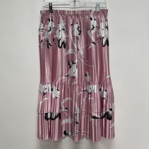 Women's Skirt Medium Large X-Large Pink White Black Floral Elastic Waist